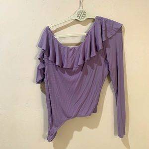Lavender bodysuit. Ruffled.